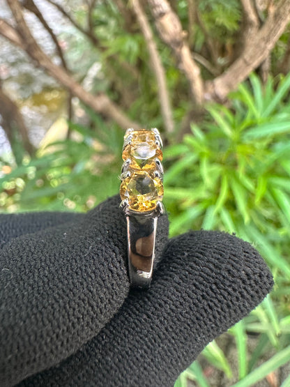 Shop this Half Eternity Citrine Ring for Women in S925 silver – November birthstone jewellery, elegant gift for her on birthdays, anniversaries & special occasions.