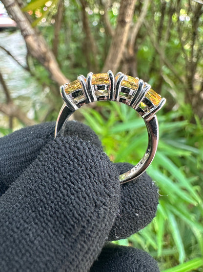 Shop this Half Eternity Citrine Ring for Women in S925 silver – November birthstone jewellery, elegant gift for her on birthdays, anniversaries & special occasions.