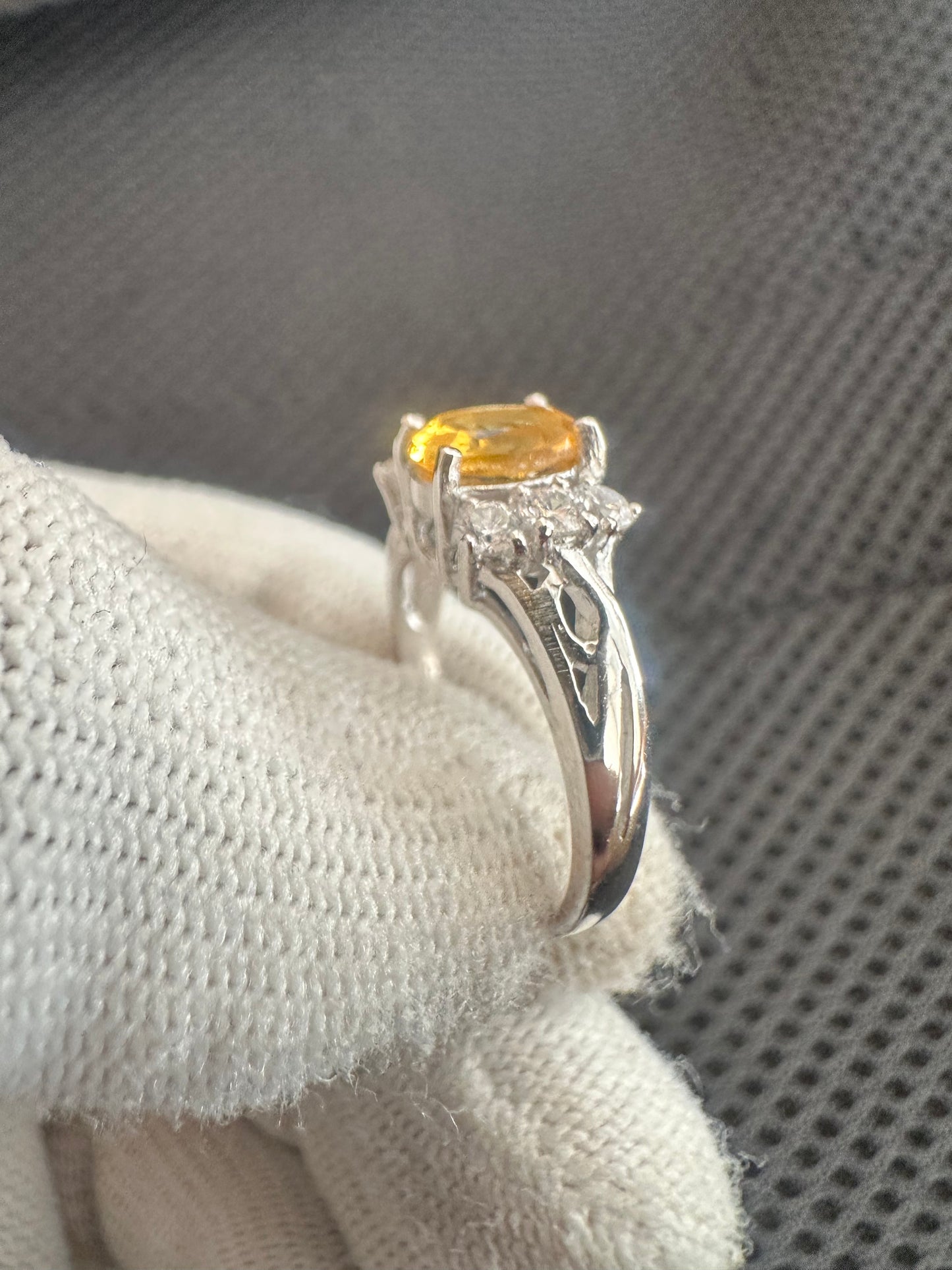 Elegant November Birthstone Citrine Ring in 925 Silver with Cubic Zirconia Accents