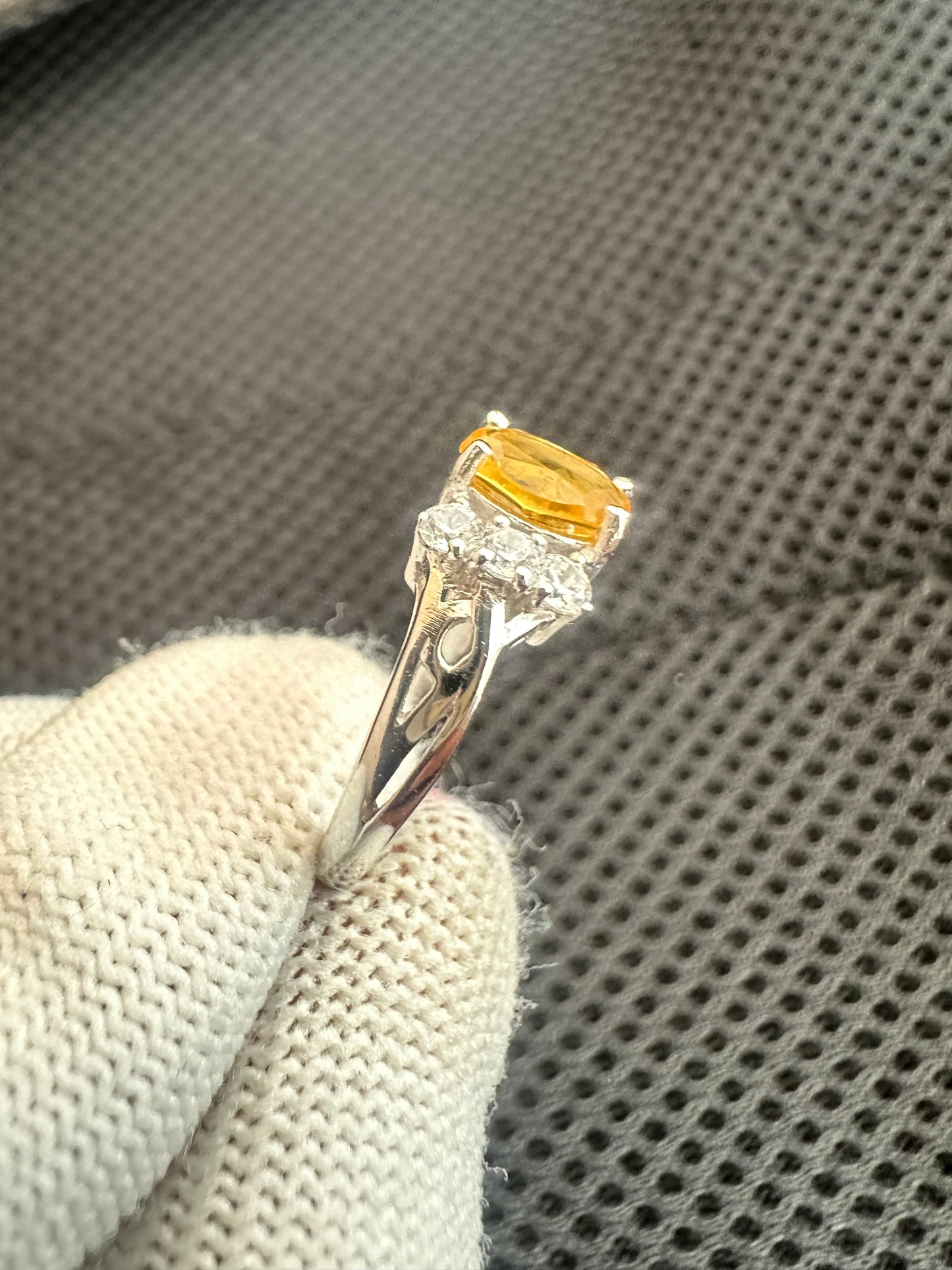Elegant November Birthstone Citrine Ring in 925 Silver with Cubic Zirconia Accents