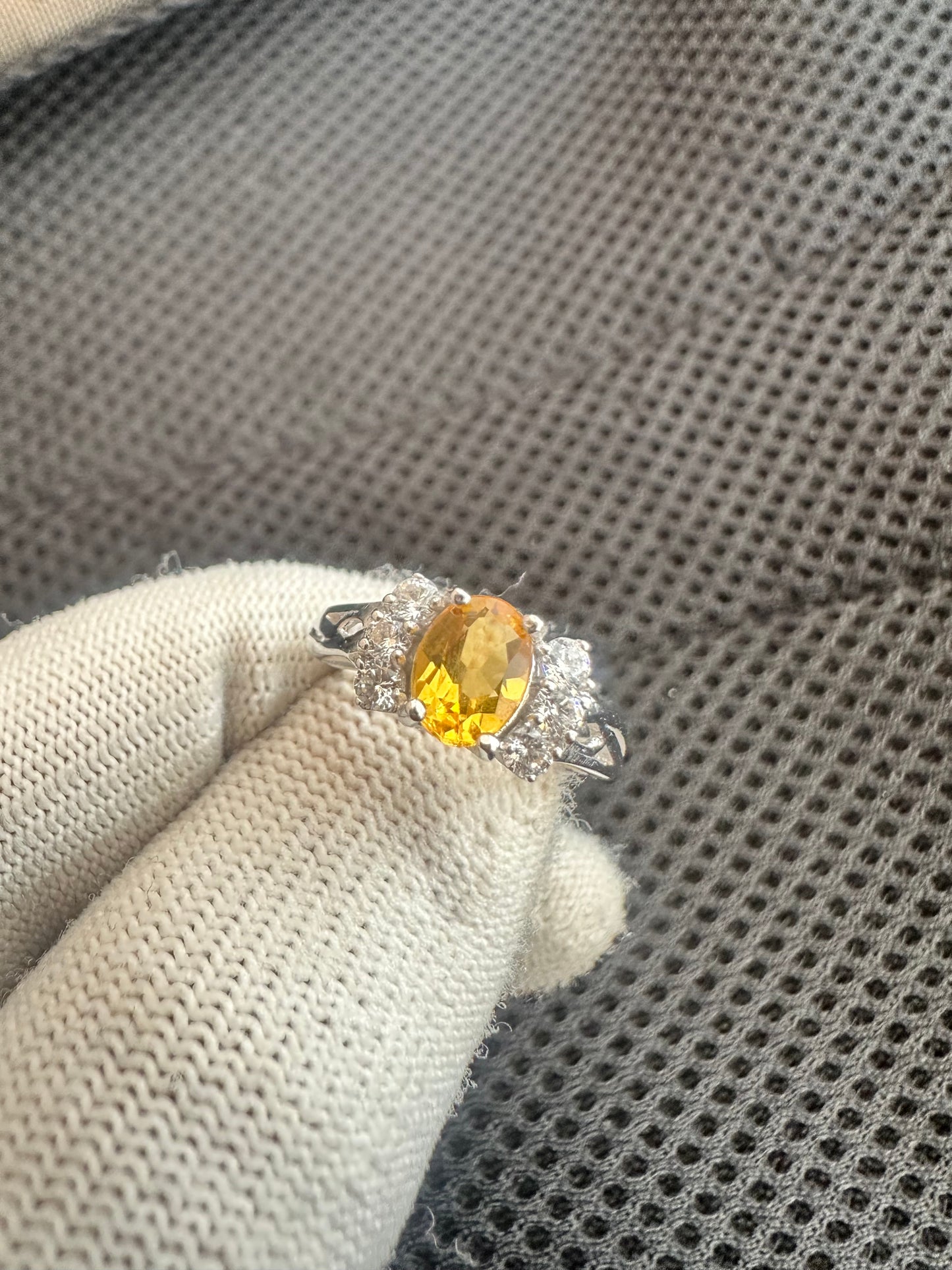Elegant November Birthstone Citrine Ring in 925 Silver with Cubic Zirconia Accents