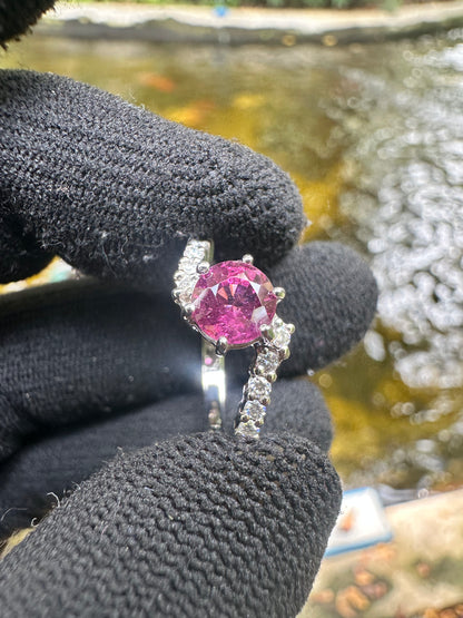 Rhodolite Garnet Ring for Women in 925 Sterling Silver  Ethically Sourced Umba Valley Tanzania January Birthstone Engagement And Birthday Gift Round Cut Garnet with Cubic Zirconia Accent Stones