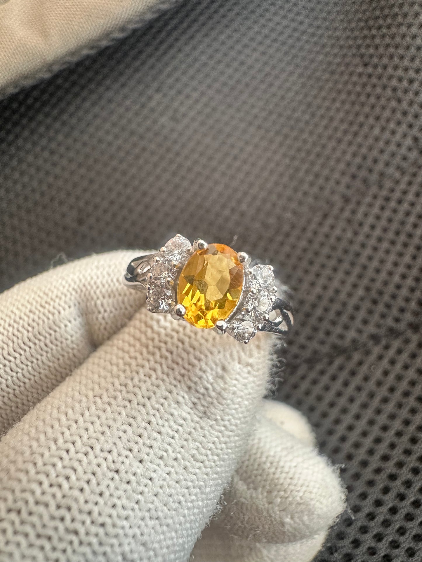 Elegant November Birthstone Citrine Ring in 925 Silver with Cubic Zirconia Accents