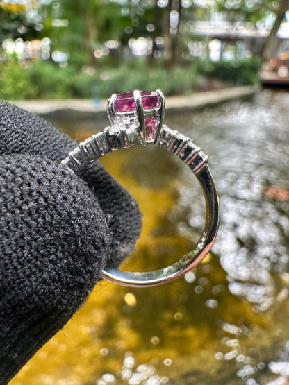 Rhodolite Garnet Ring for Women in 925 Sterling Silver  Ethically Sourced Umba Valley Tanzania January Birthstone Engagement And Birthday Gift Round Cut Garnet with Cubic Zirconia Accent Stones