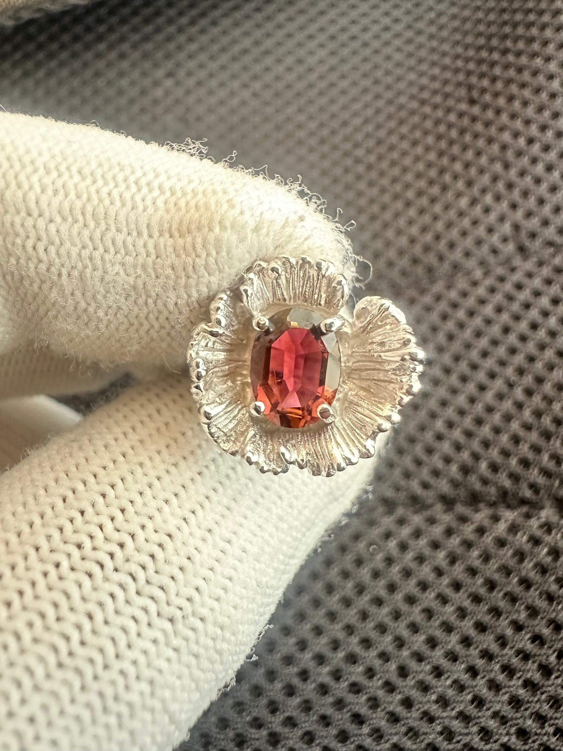 Elegant Pinkish Red Tourmaline Ring in 925 Silver with Cubic Zirconia Accents – October Birthstone Gift for Women