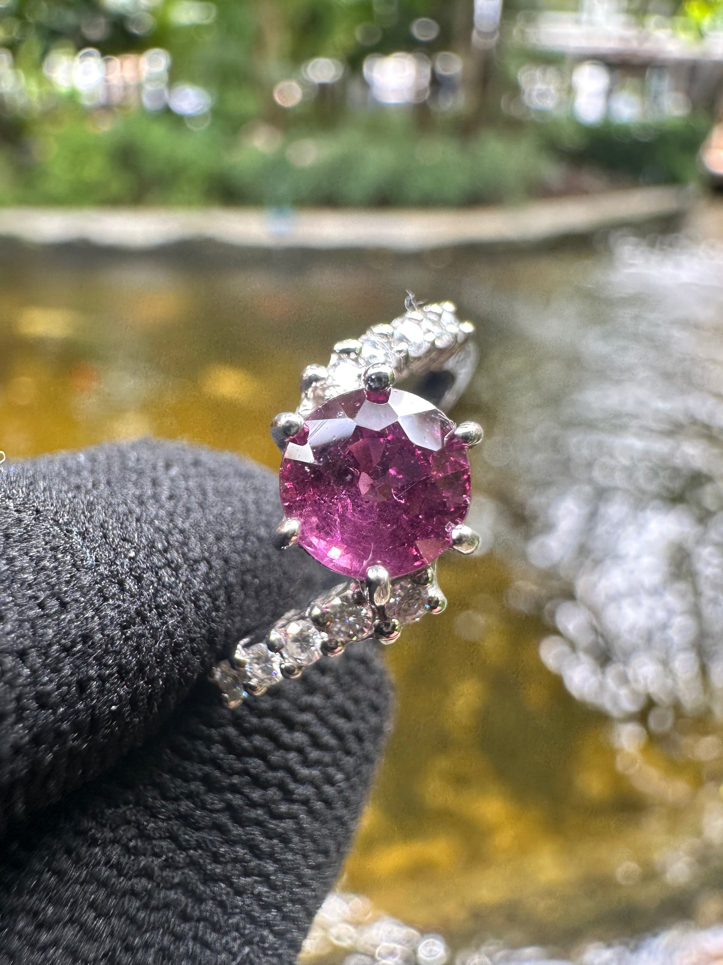 Rhodolite Garnet Ring for Women in 925 Sterling Silver  Ethically Sourced Umba Valley Tanzania January Birthstone Engagement And Birthday Gift Round Cut Garnet with Cubic Zirconia Accent Stones