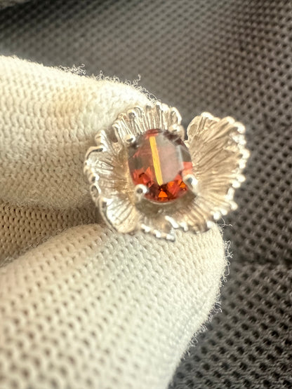 Elegant Pinkish Red Tourmaline Ring in 925 Silver with Cubic Zirconia Accents – October Birthstone Gift for Women