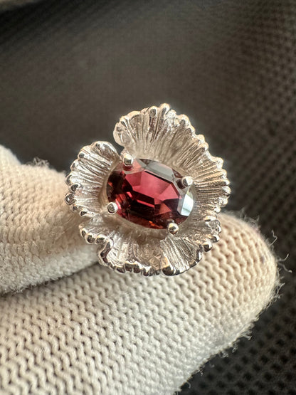 Elegant Pinkish Red Tourmaline Ring in 925 Silver with Cubic Zirconia Accents – October Birthstone Gift for Women