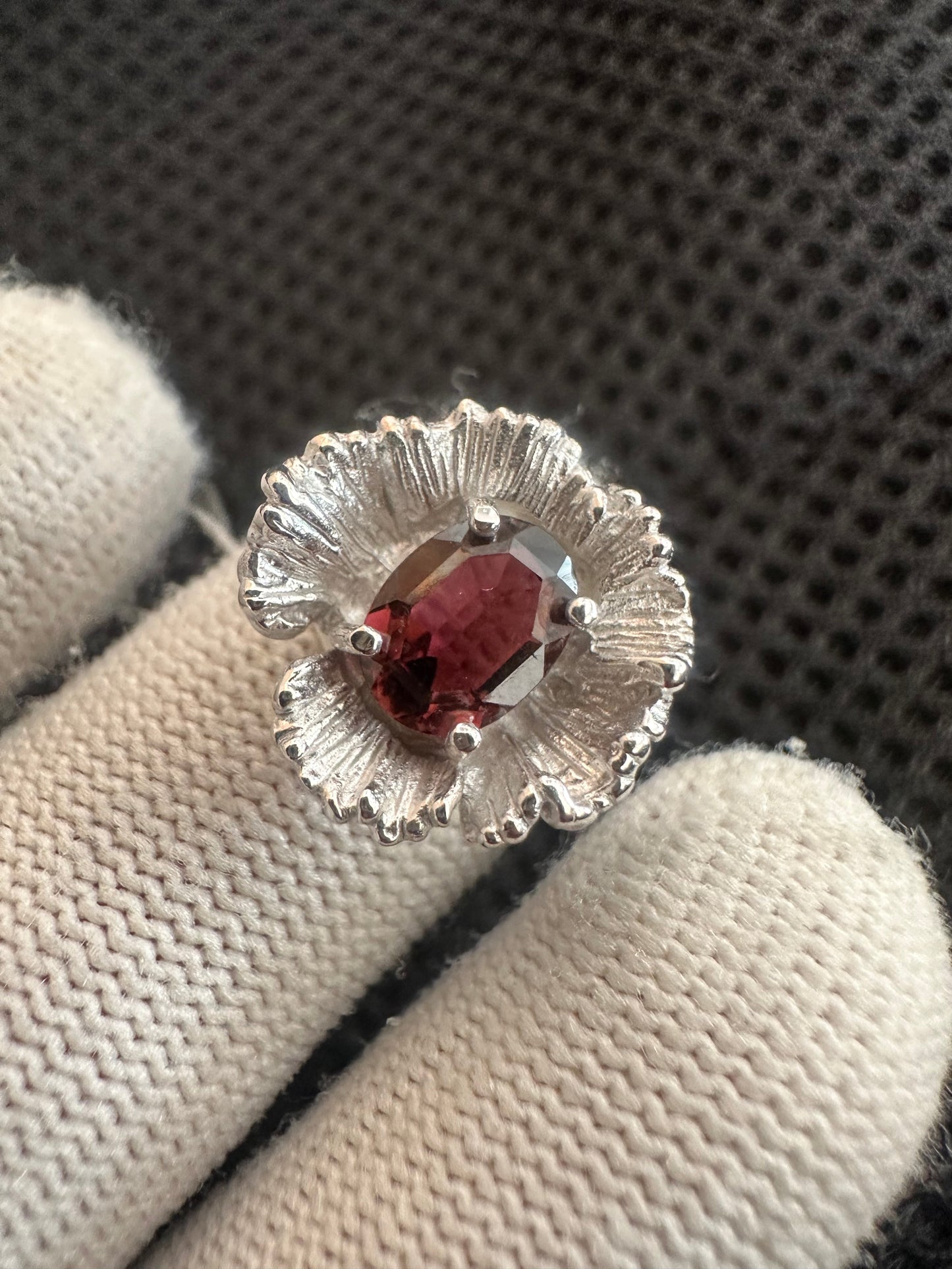 Elegant Pinkish Red Tourmaline Ring in 925 Silver with Cubic Zirconia Accents – October Birthstone Gift for Women