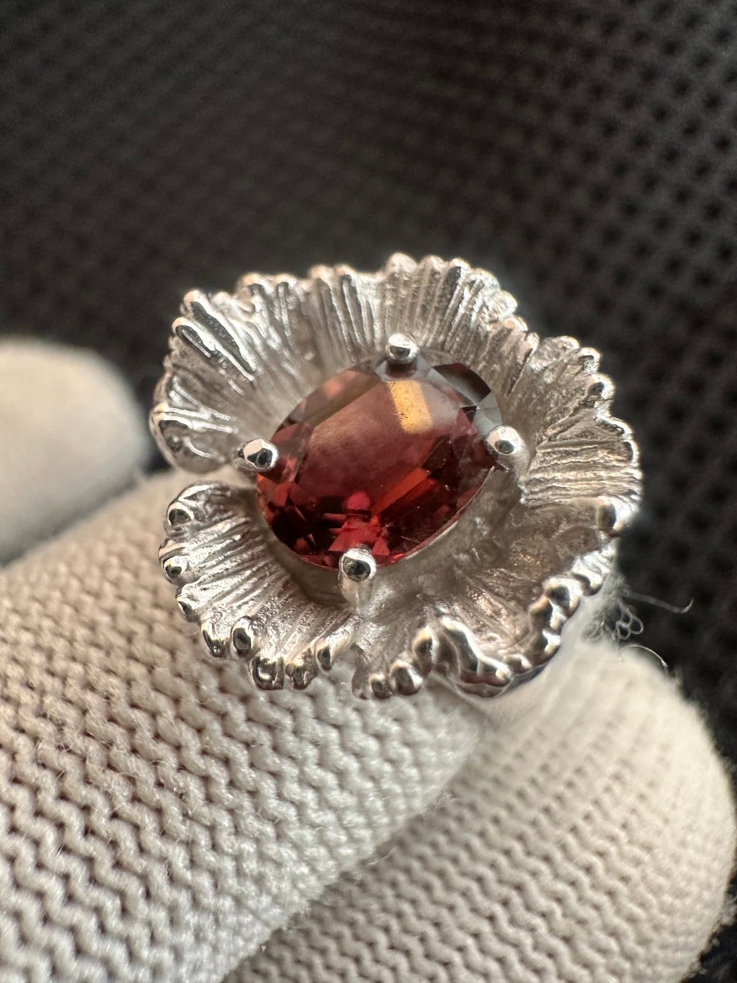 Elegant Pinkish Red Tourmaline Ring in 925 Silver with Cubic Zirconia Accents – October Birthstone Gift for Women