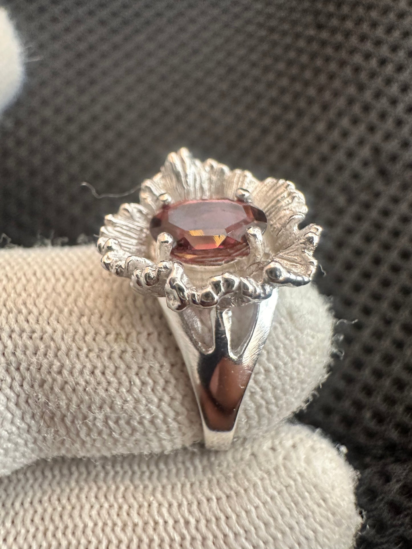 Elegant Pinkish Red Tourmaline Ring in 925 Silver with Cubic Zirconia Accents – October Birthstone Gift for Women