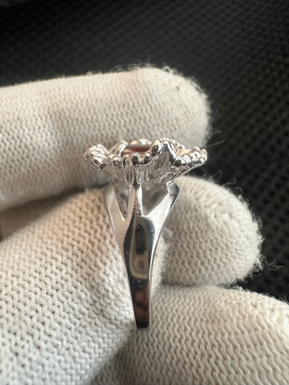 Elegant Pinkish Red Tourmaline Ring in 925 Silver with Cubic Zirconia Accents – October Birthstone Gift for Women