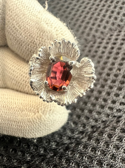 Elegant Pinkish Red Tourmaline Ring in 925 Silver with Cubic Zirconia Accents – October Birthstone Gift for Women