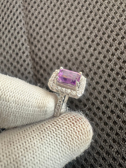 Amethyst Ring in 925 Silver with Cubic Zirconia Accents – February Birthstone Jewelry