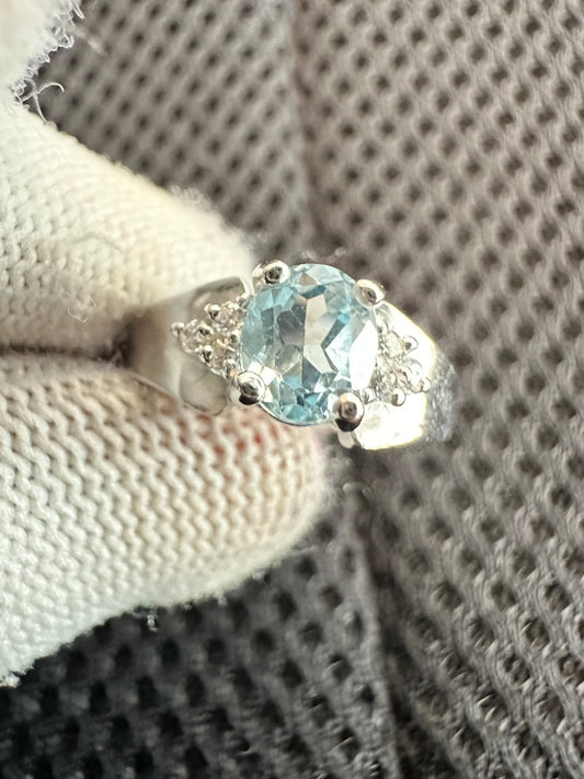 Elegant Swiss Blue Topaz Ring for Women in 925 Sterling Silver – Timeless Beauty and Sparkling Sophistication