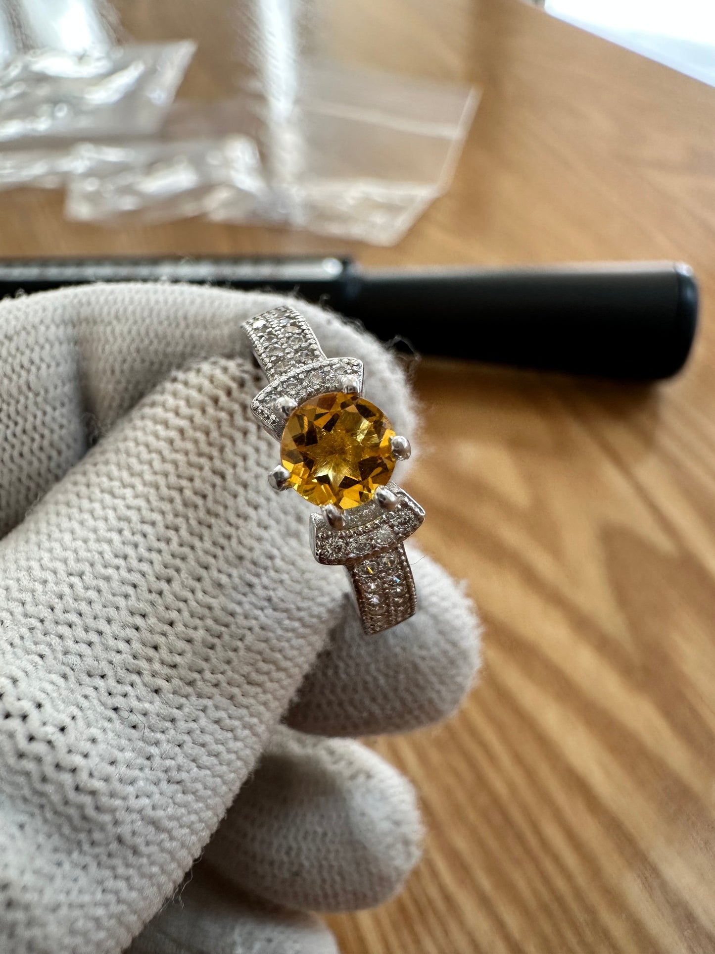 925 Sterling Silver Citrine Ring for Women - November Birthstone Statement Jewelry