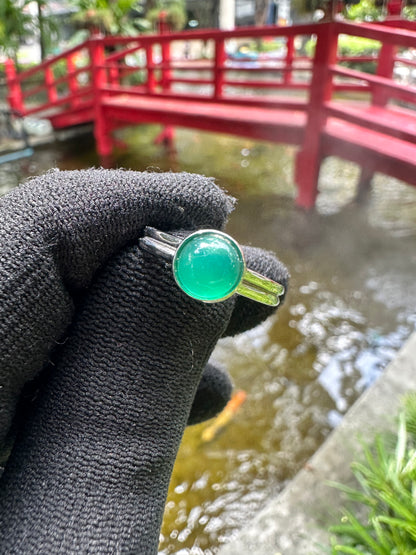 Elegant Minimalist Green Chalcedony Ring in 925 Sterling Silver June Birthstone  Healing Crystal Jewellery for Heart Chakra Balance & Inner Peace  Solitaire Natural Gemstone Fashion Ring, Perfect Gift for Her Birthday, Christmas, Anniversary