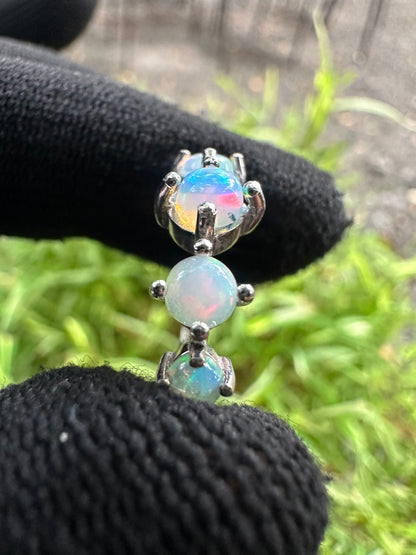 Minimalist Ethiopian Opal Ring for Women Dainty 925 Sterling Silver White Gold Plated Natural Full-Fire Opal Stone October Birthstone Meaning Hope & Love  Lightweight, Everyday Jewellery Gift for Her  Promise & Anniversary Ring