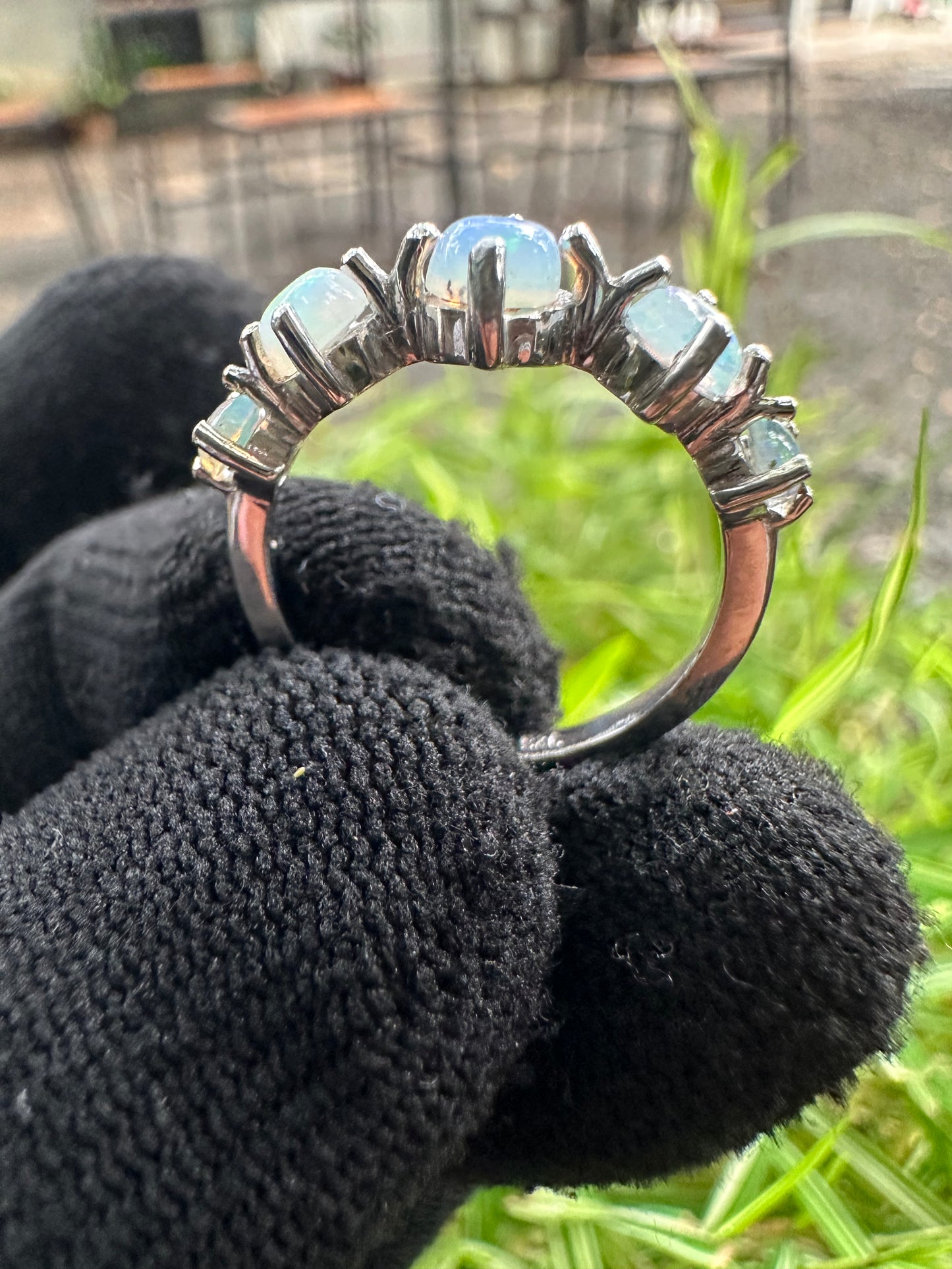 Minimalist Ethiopian Opal Ring for Women Dainty 925 Sterling Silver White Gold Plated Natural Full-Fire Opal Stone October Birthstone Meaning Hope & Love  Lightweight, Everyday Jewellery Gift for Her  Promise & Anniversary Ring