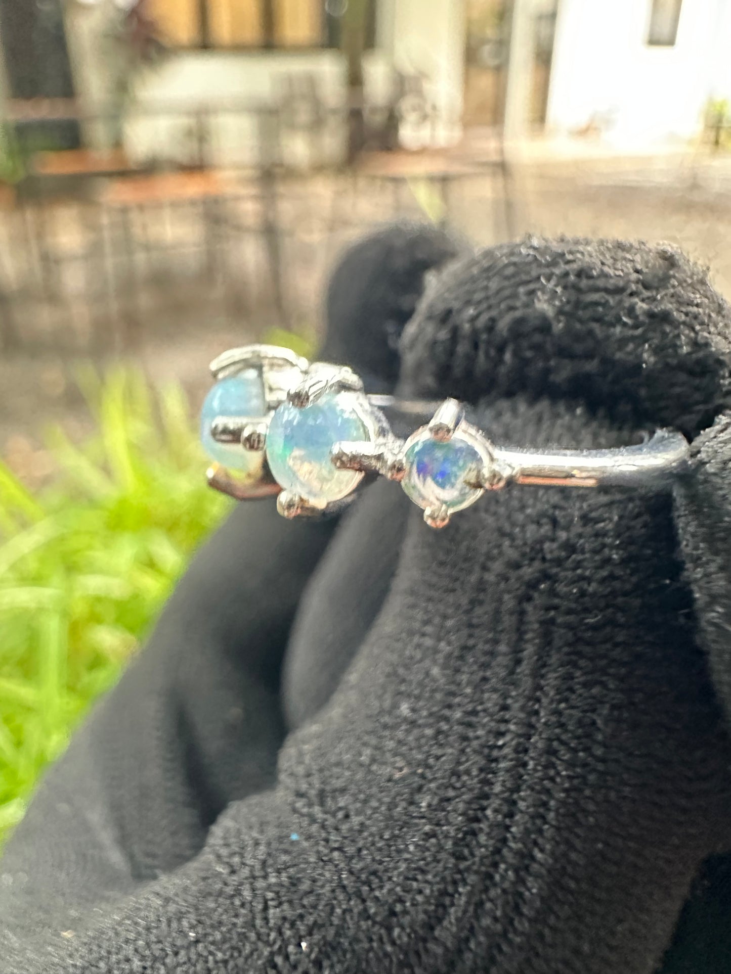 Minimalist Ethiopian Opal Ring for Women Dainty 925 Sterling Silver White Gold Plated Natural Full-Fire Opal Stone October Birthstone Meaning Hope & Love  Lightweight, Everyday Jewellery Gift for Her  Promise & Anniversary Ring