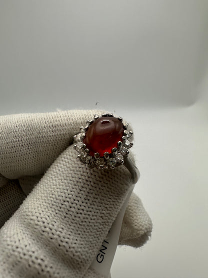 Elegant Garnet January Birthstone Ring in Rhodium-Plated 925 Sterling Silver – Perfect Gift for Her