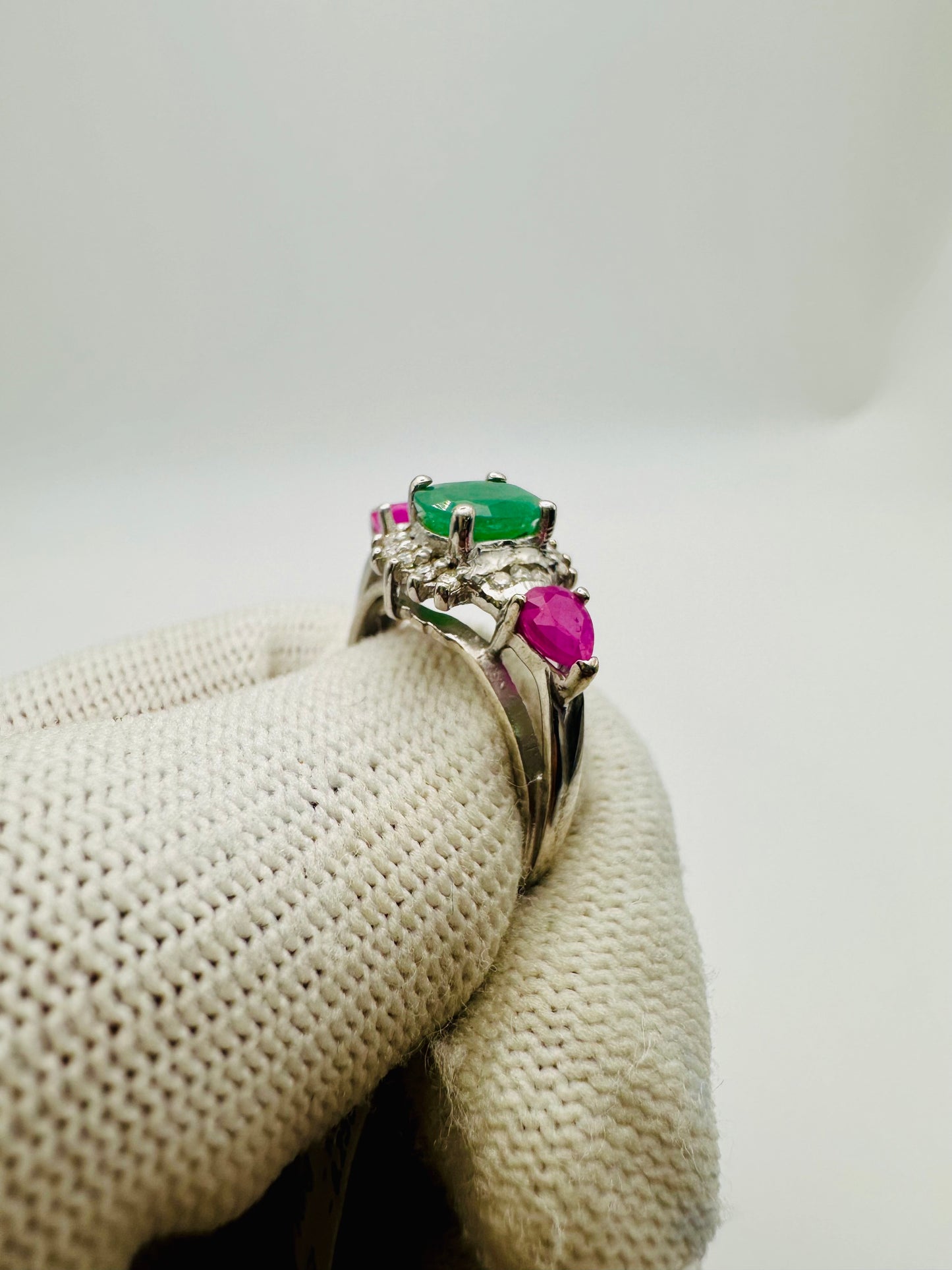 Beautiful Ruby and Emerald Ring 925 Silver Perfect Gift for Her