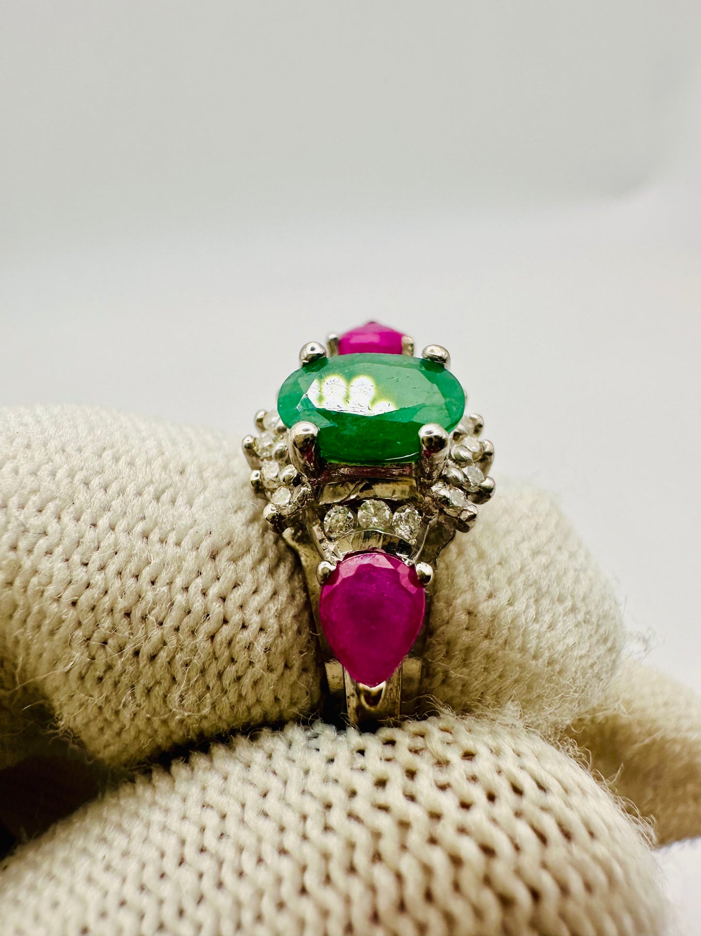 Beautiful Ruby and Emerald Ring 925 Silver Perfect Gift for Her