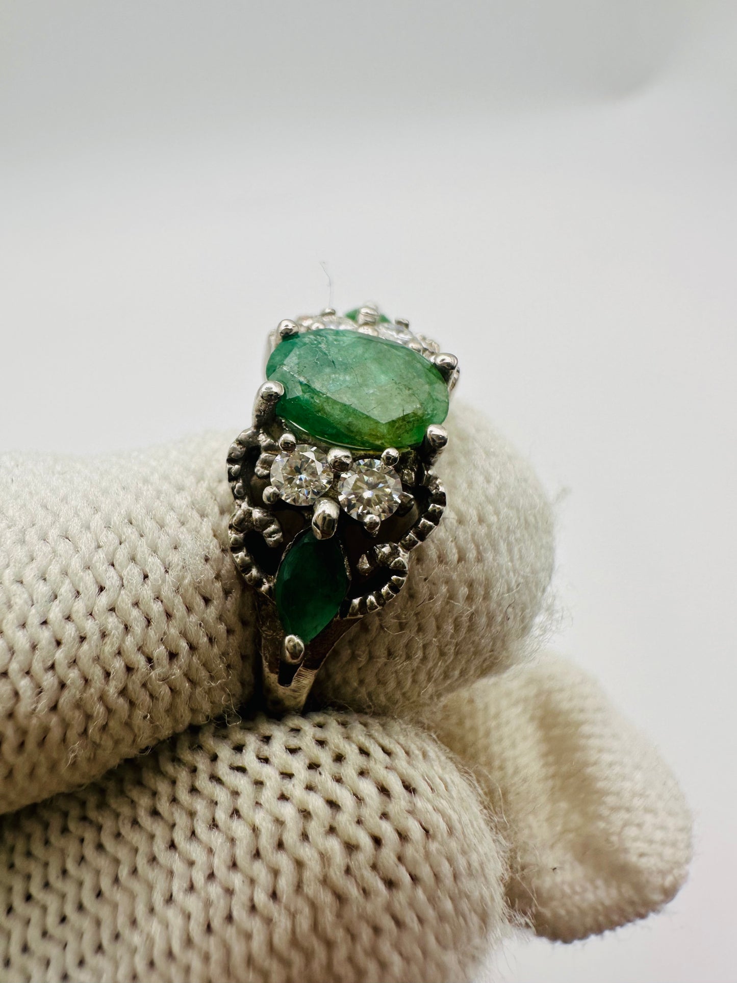 May Birthstone Emerald Ring | Rhodium Plated 925 Silver