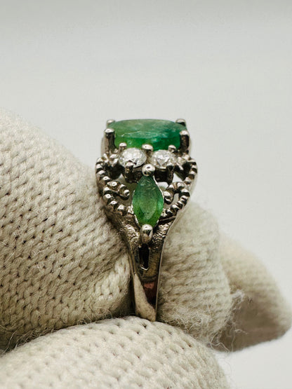 May Birthstone Emerald Ring | Rhodium Plated 925 Silver