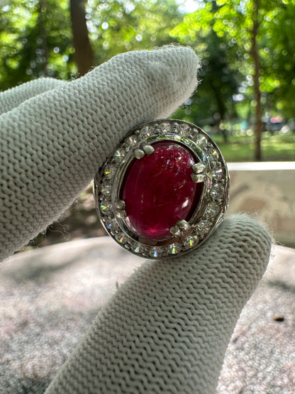 925 Sterling Silver Ring with Fracture-Filled Ruby - July Birthstone Gemstone