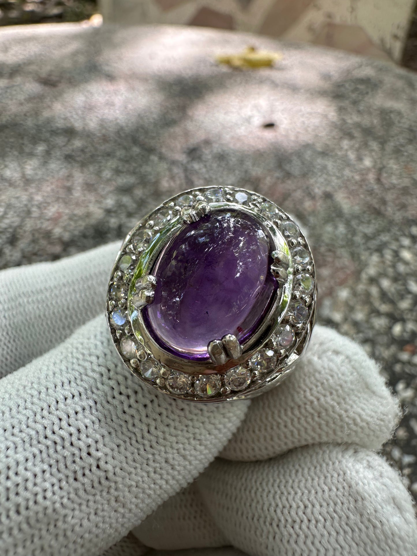 Men's Amethyst Ring in Rhodium-Plated 925 Sterling Silver - February Birthstone