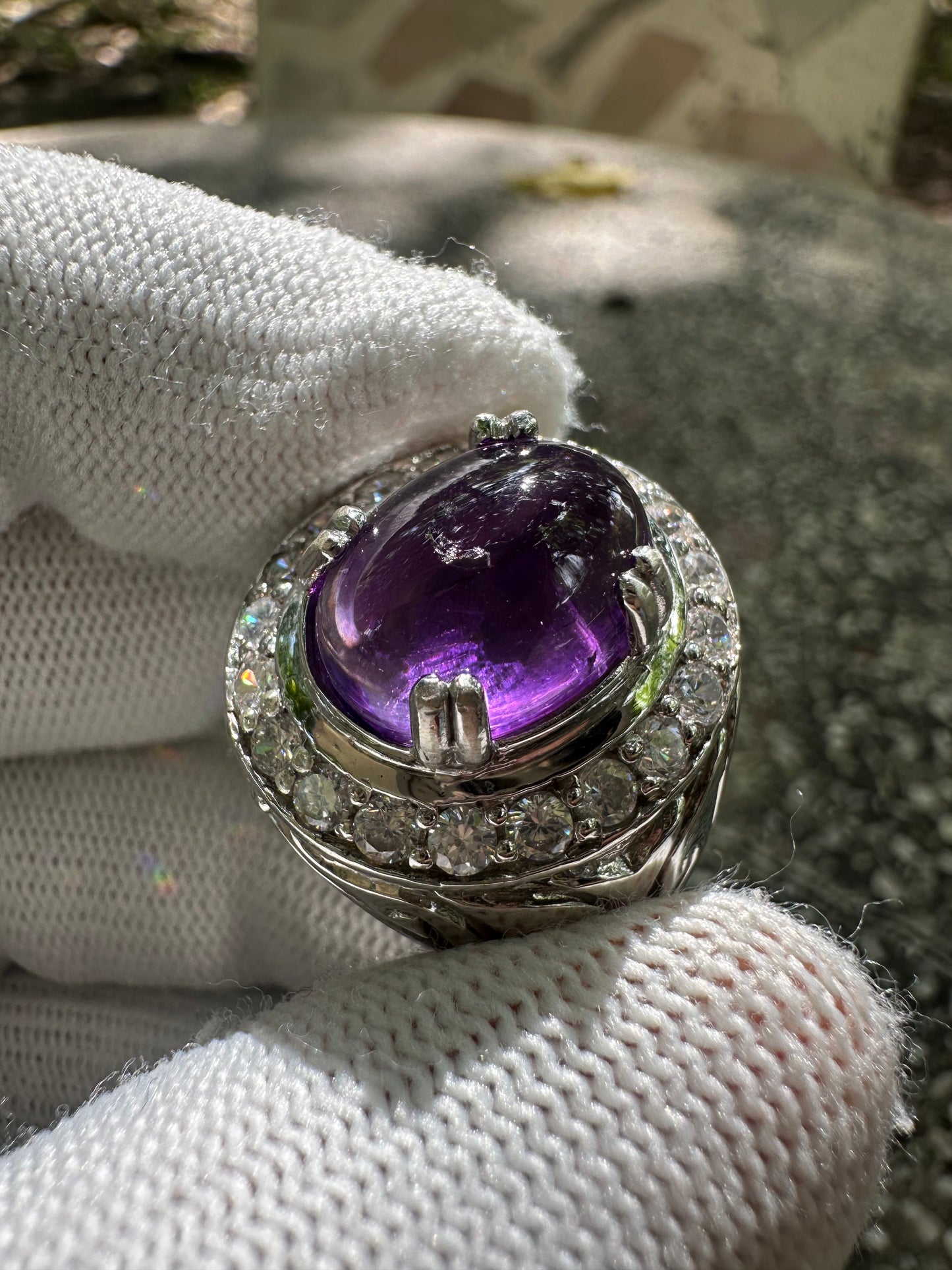 Men's Amethyst Ring in Rhodium-Plated 925 Sterling Silver - February Birthstone