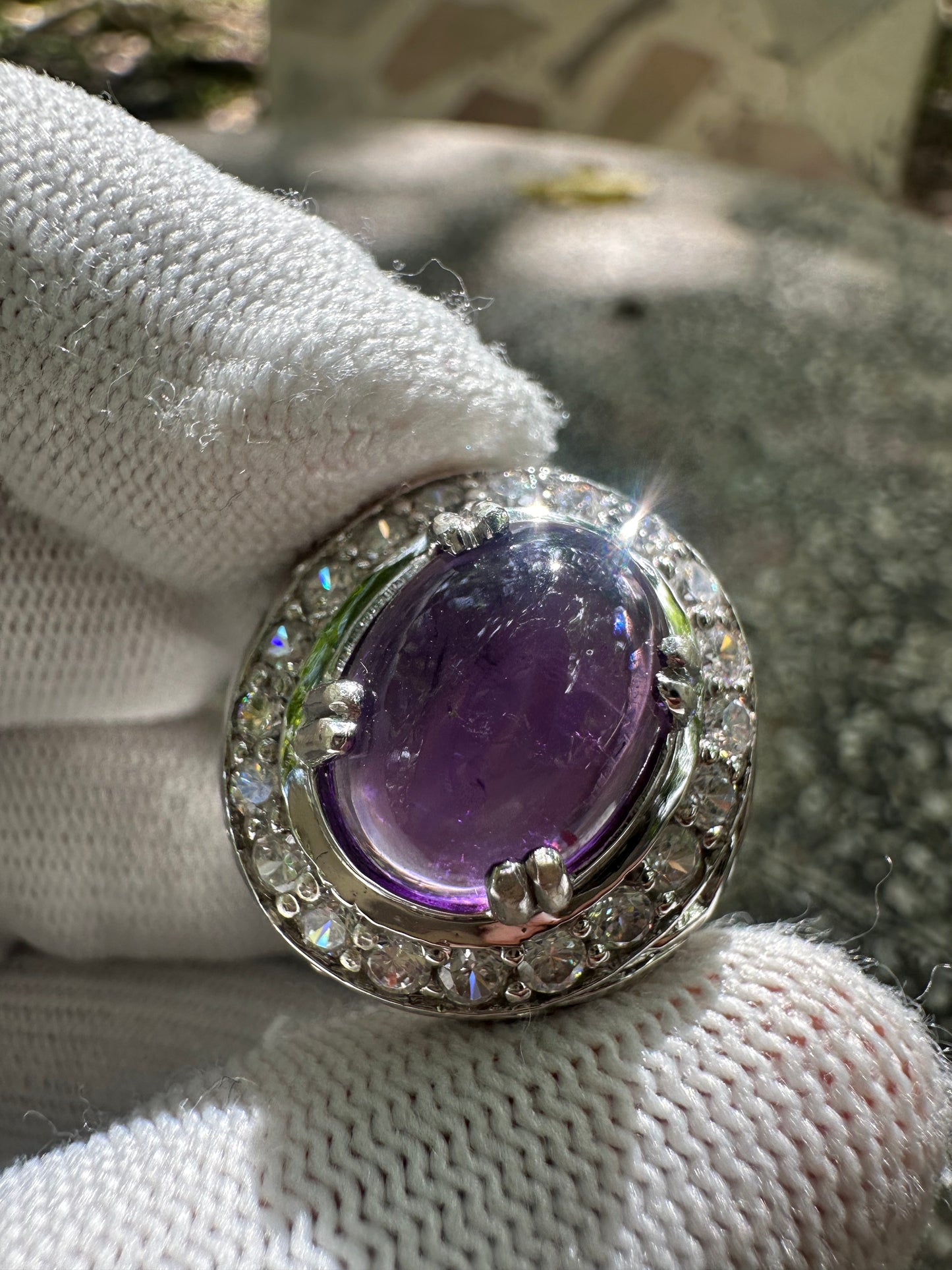 Men's Amethyst Ring in Rhodium-Plated 925 Sterling Silver - February Birthstone