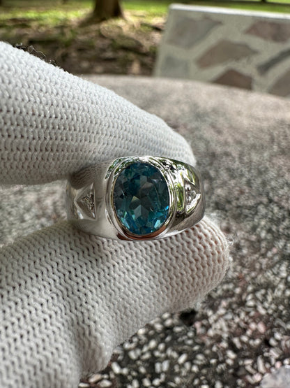 Swiss Blue Topaz Ring in 925 Sterling Silver - November Birthstone