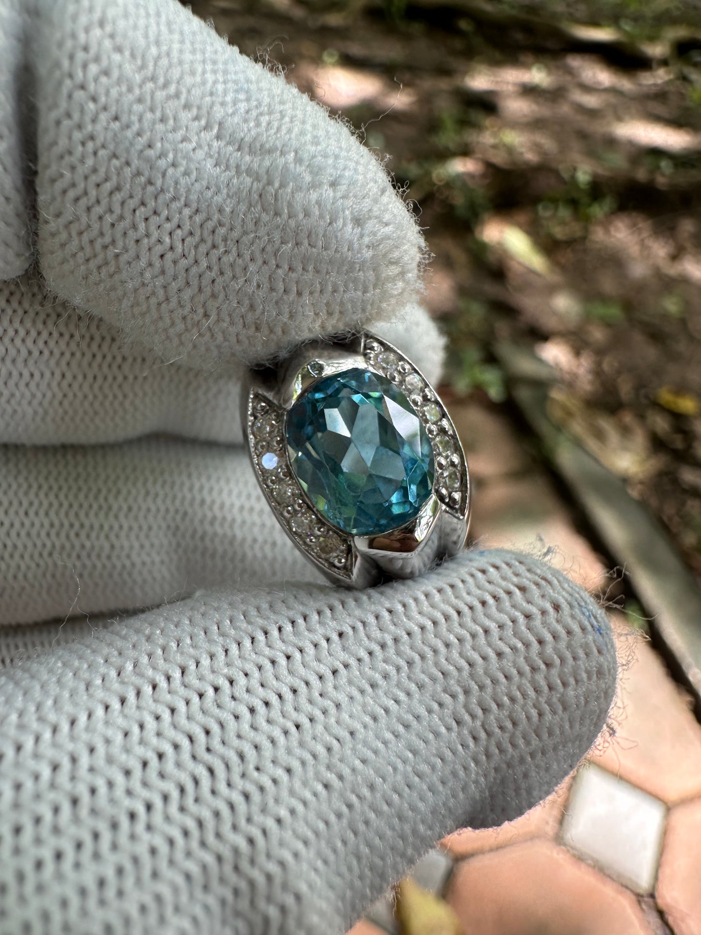 Men's Swiss Blue Topaz Ring in 925 Sterling Silver - November Birthstone