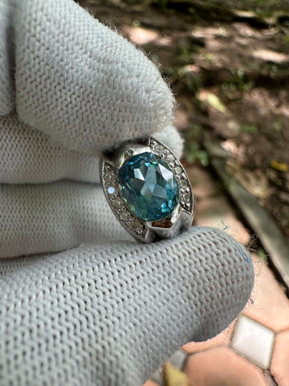 Men's Swiss Blue Topaz Ring in 925 Sterling Silver - November Birthstone