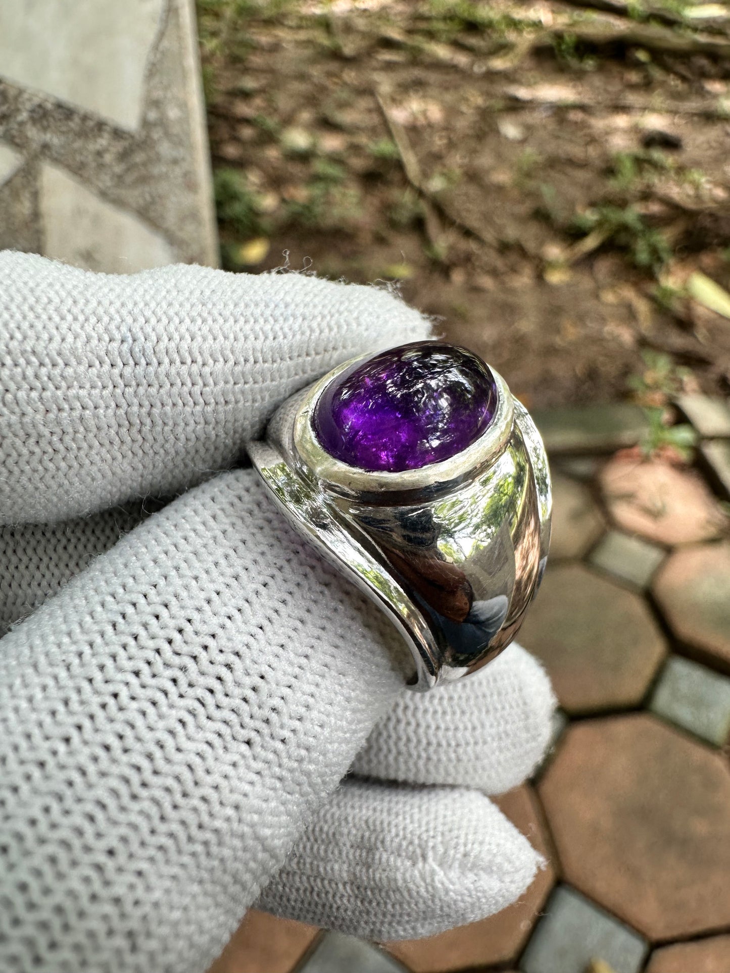 Men's Amethyst Ring in 925 Sterling Silver - February Birthstone