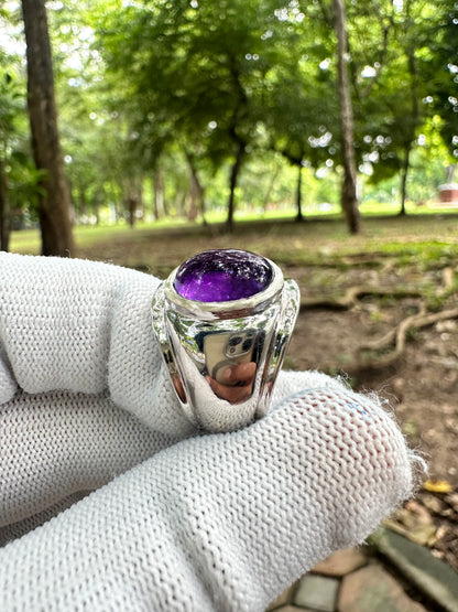 Men's Amethyst Ring in 925 Sterling Silver - February Birthstone