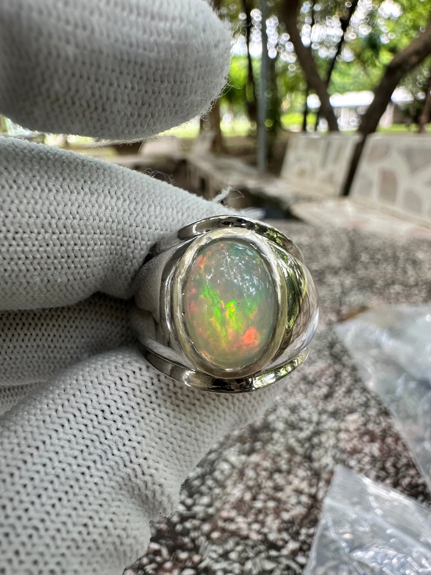 Ethiopian Opal Ring in 925 Sterling Silver - October Birthstone