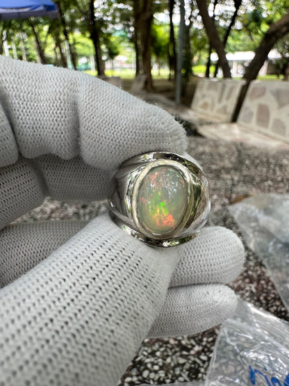 Ethiopian Opal Ring in 925 Sterling Silver - October Birthstone