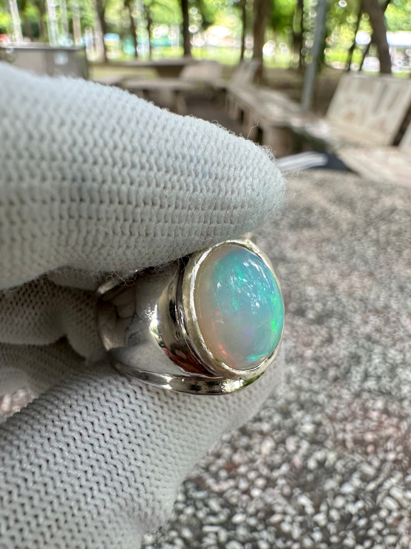 Ethiopian Opal Ring in 925 Sterling Silver - October Birthstone