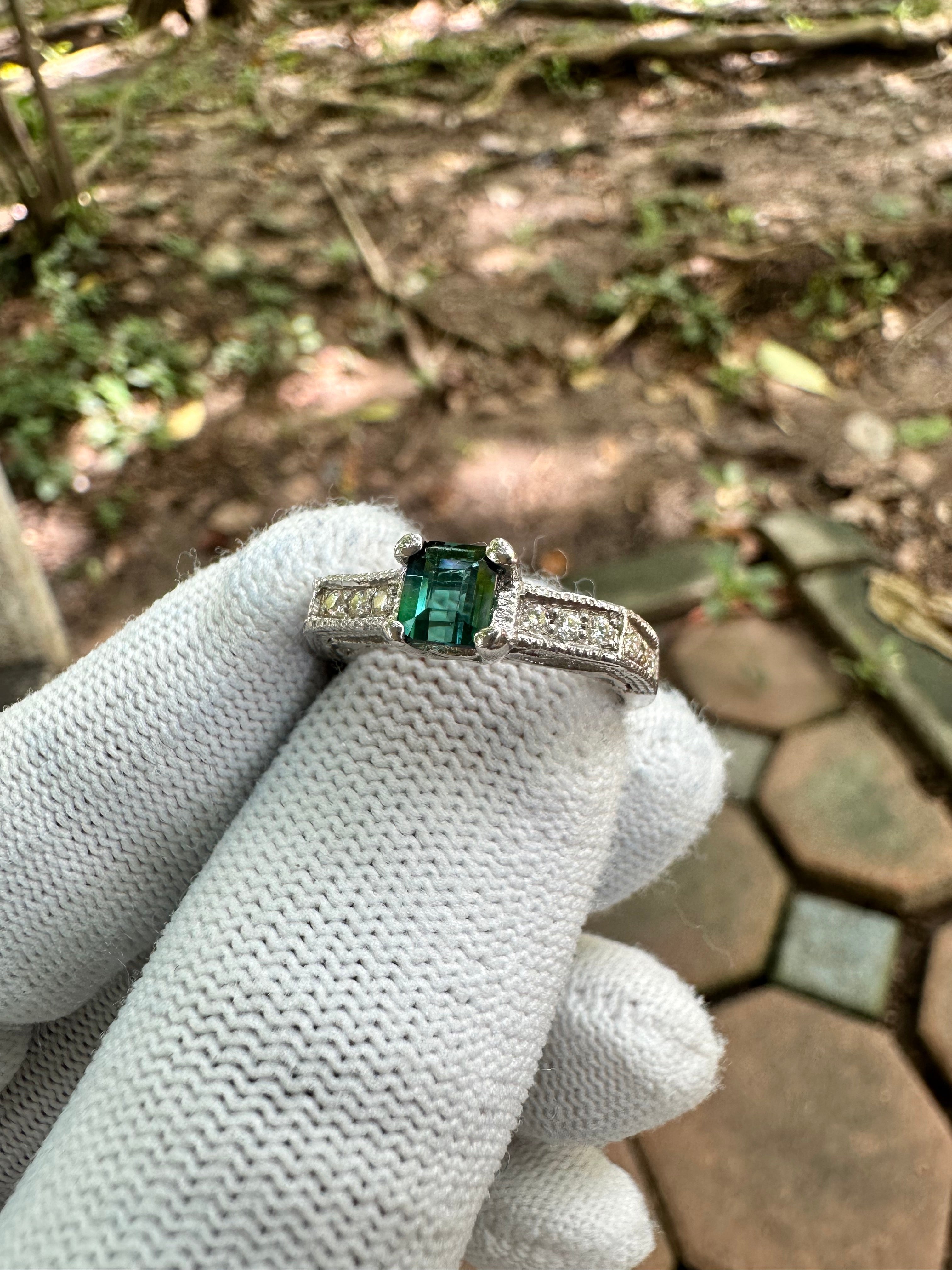 Green Moissanite and Rhodium Plated Ring orders