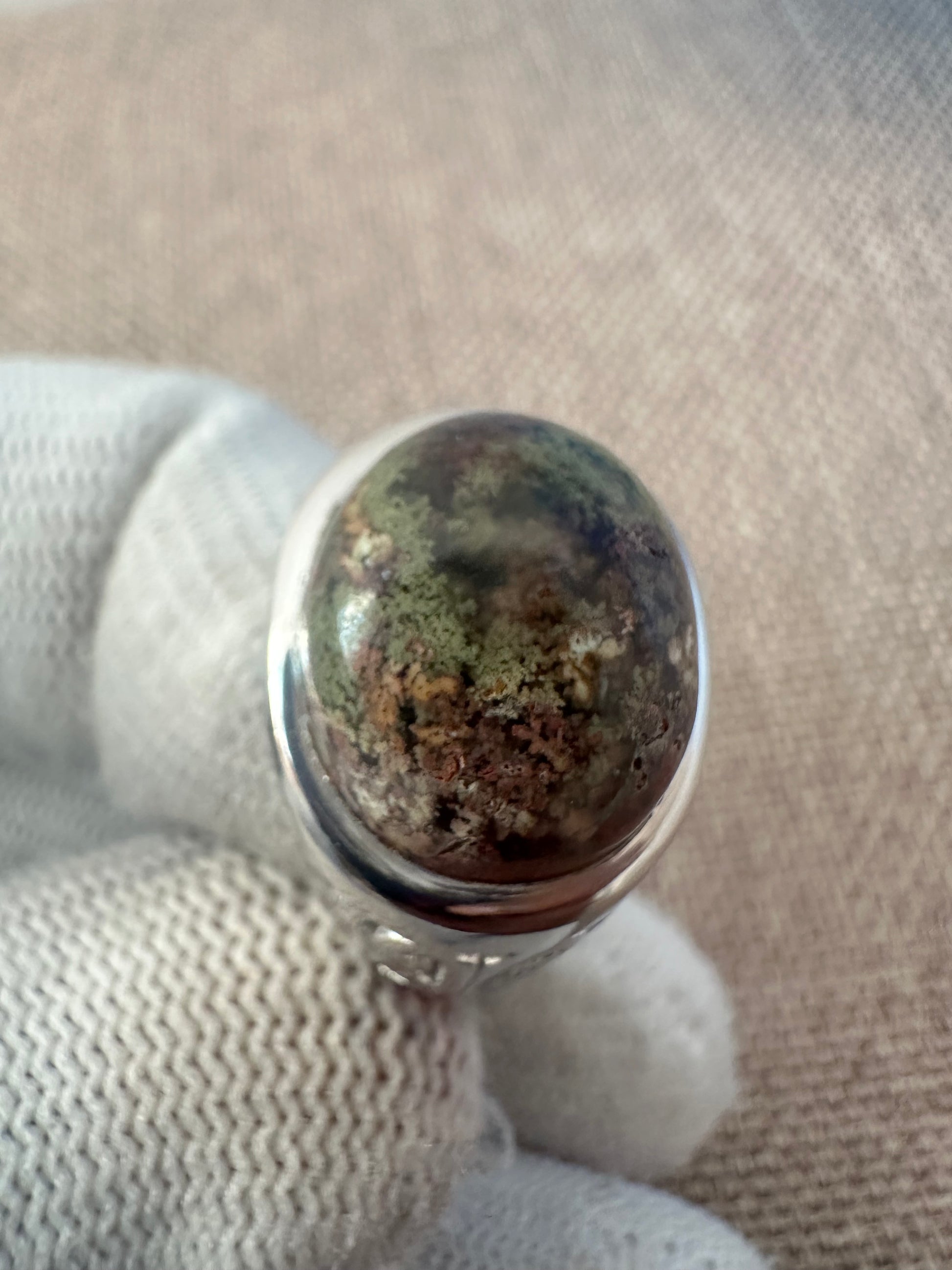 Men's Moss Agate Ring in 925 Silver May Birthstone – Natural Stone, Stylish & Durable Design