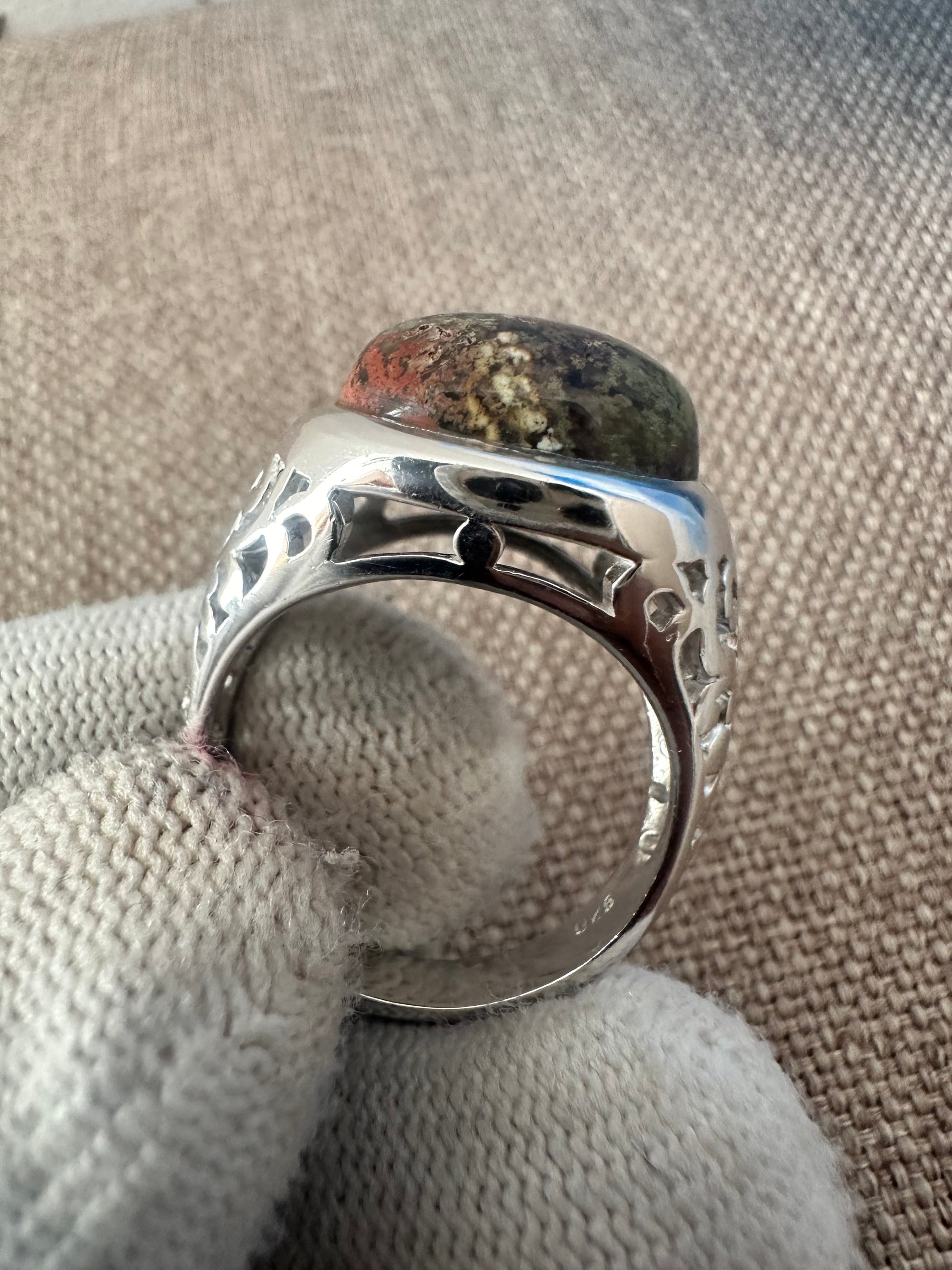 Men's Moss Agate Ring in 925 Silver May Birthstone – Natural Stone, Stylish & Durable Design