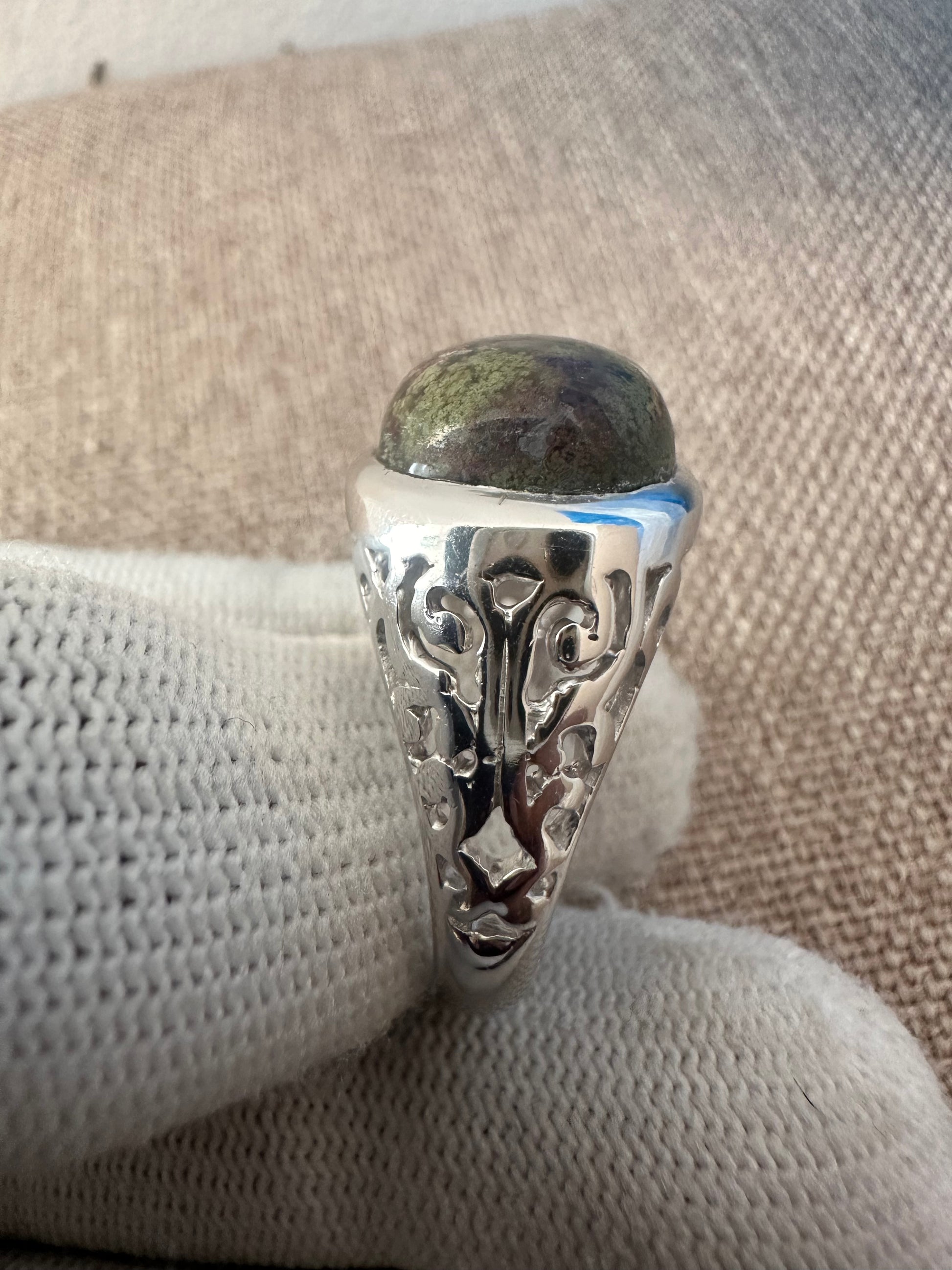 Men's Moss Agate Ring in 925 Silver May Birthstone – Natural Stone, Stylish & Durable Design