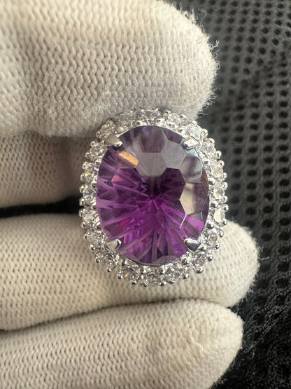 Amethyst Ring in 925 Silver with Cubic Zirconia Accents – February Birthstone Jewelry