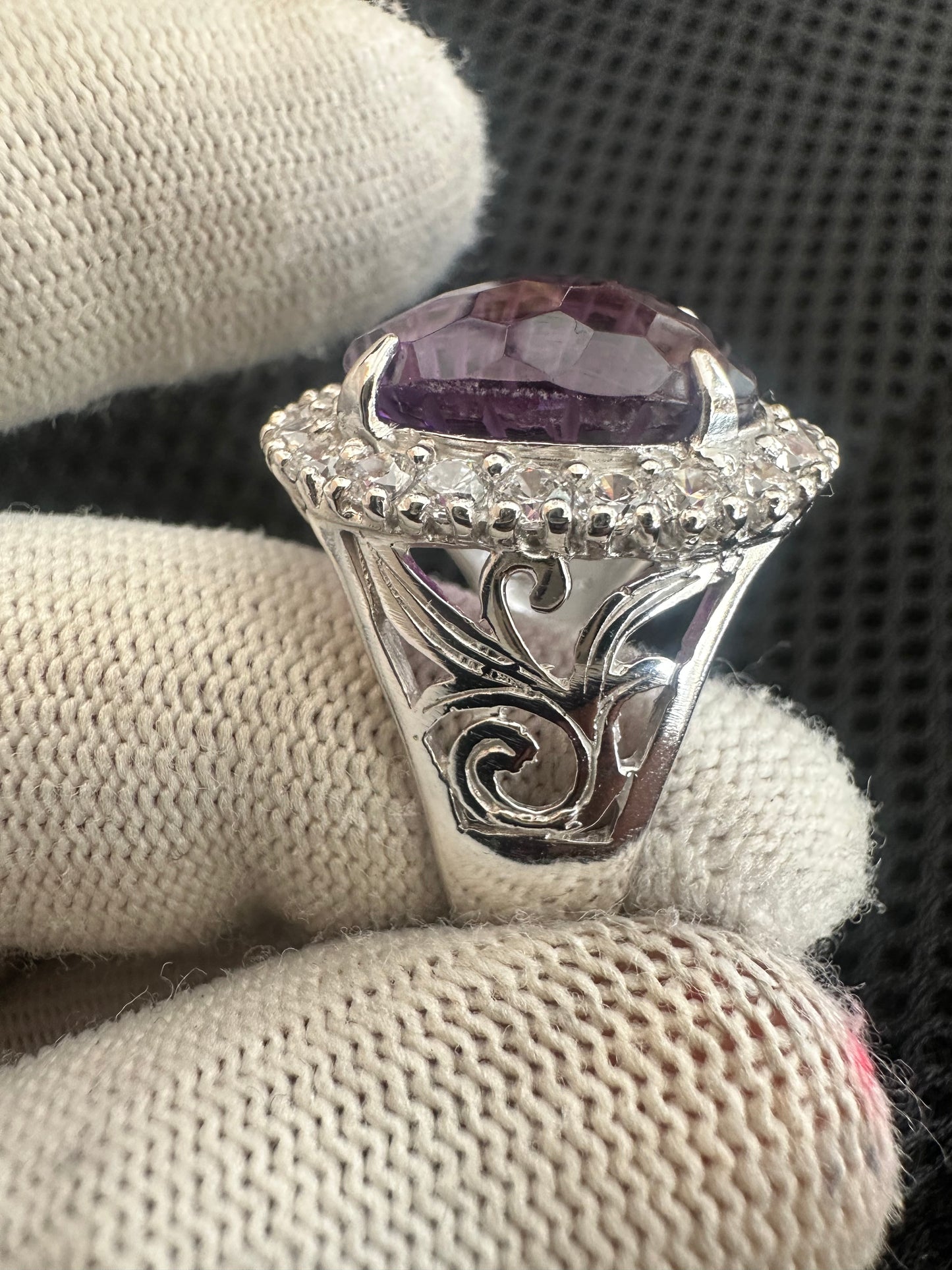 Amethyst Ring in 925 Silver with Cubic Zirconia Accents – February Birthstone Jewelry