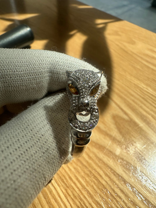 Panther Leopard Moissanite D Colour Ring with Citrine – Sterling Silver, 925