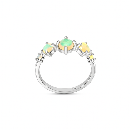 Minimalist Ethiopian Opal Ring for Women Dainty 925 Sterling Silver White Gold Plated Natural Full-Fire Opal Stone October Birthstone Meaning Hope & Love  Lightweight, Everyday Jewellery Gift for Her  Promise & Anniversary Ring