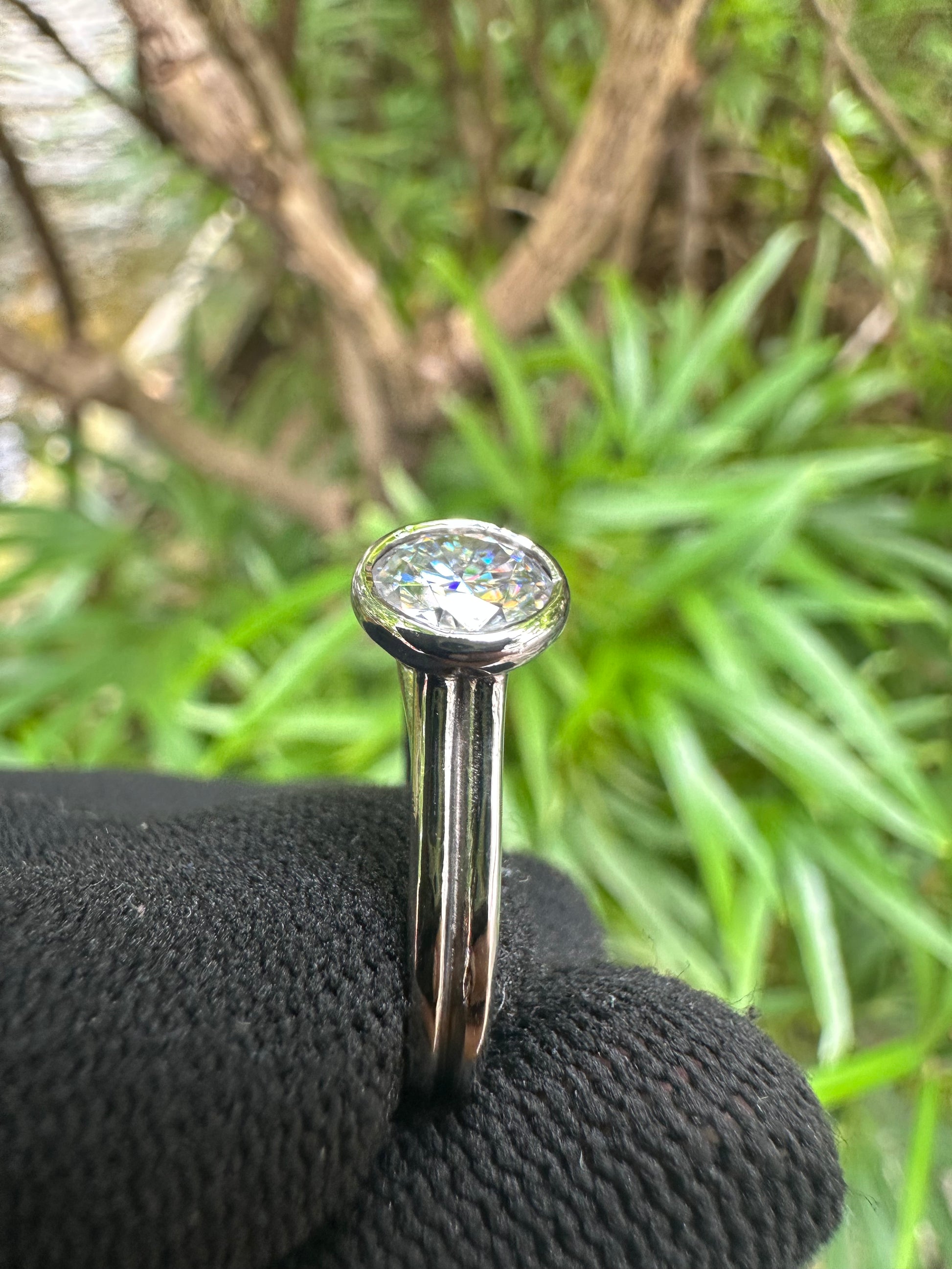 Shop this 1ct D Color Moissanite Solitaire Ring in S925 silver, white gold plated, GRA certified – perfect engagement or gift ring for her